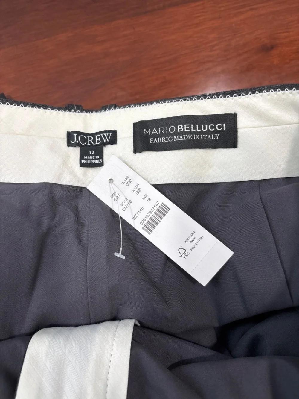 NWT J.Crew Italian Wool Blend Pinstripe Pleated Tapered Pants 12
